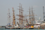 Numerous tall ships